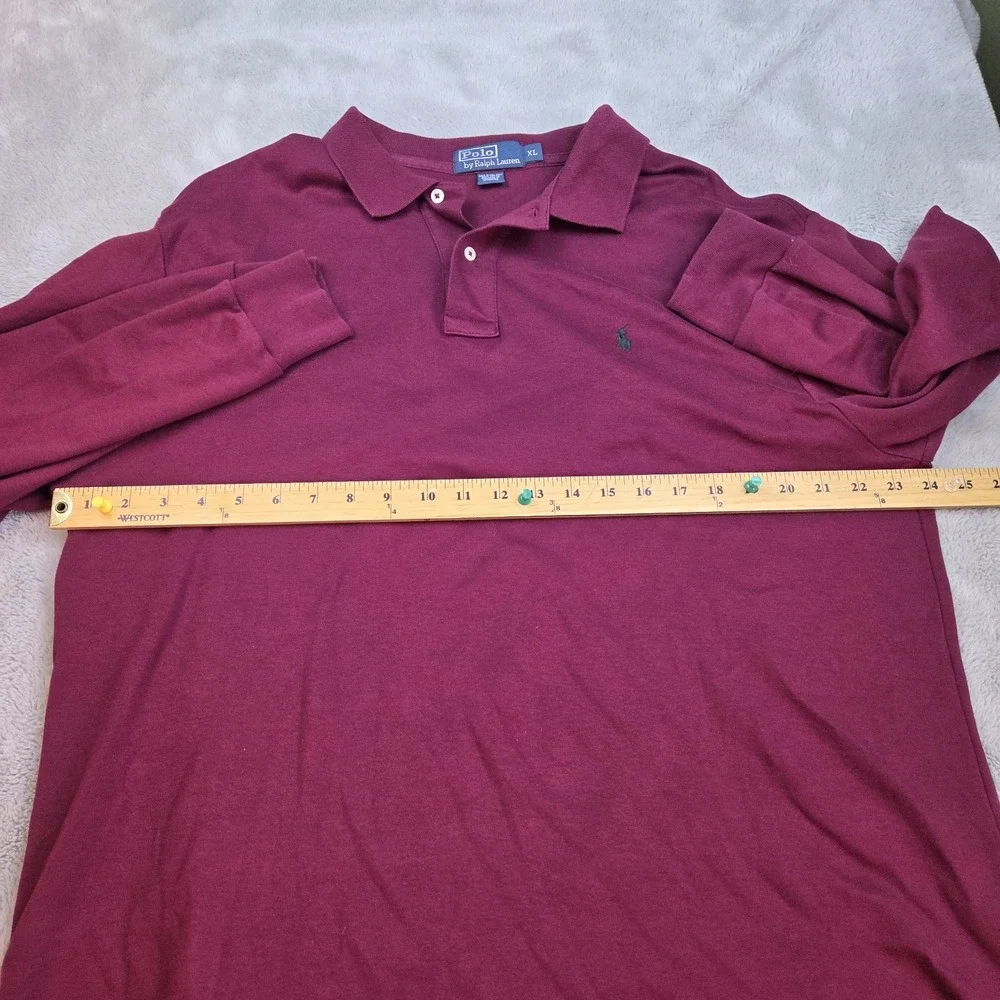 Polo Ralph Lauren Polo Mens XL Long Sleeve Pique Pony Logo Classic Fit Burgundy